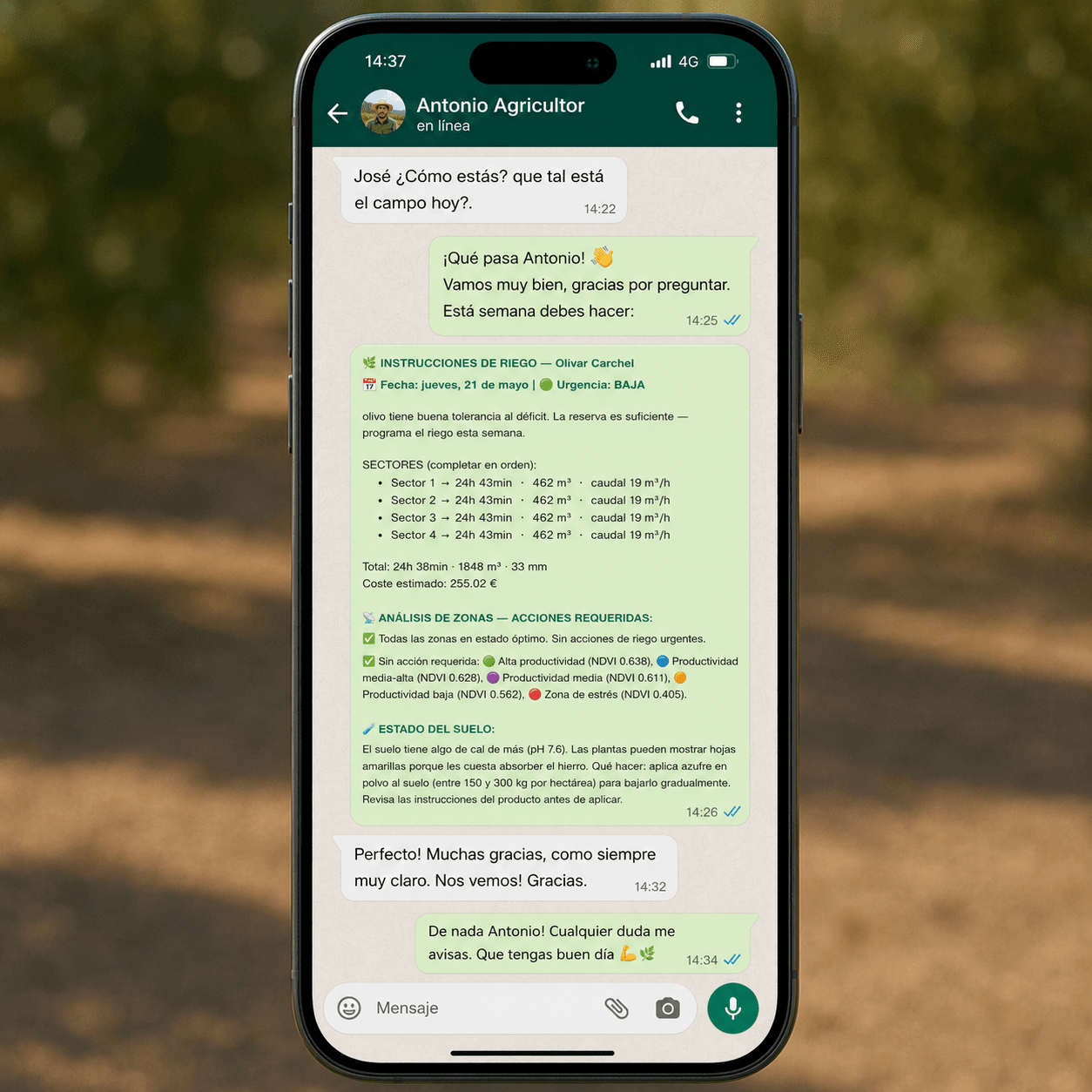 Recomendaciones de riego en móvil